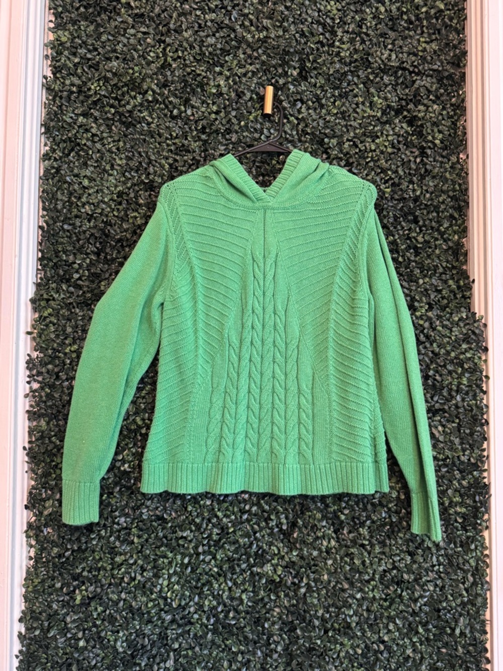CAbi Cable Knit Hoodie Sweater - Bright Green